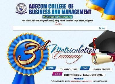 (Image courtesy of the Adecom College of Business and Management's third matriculation ceremony.)