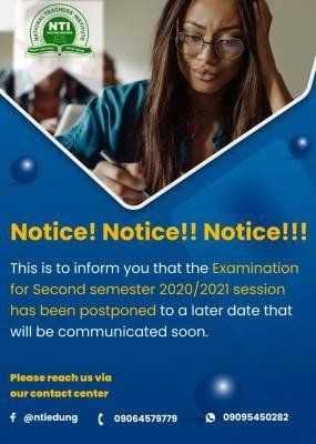 NTI postpones second-semester exam 